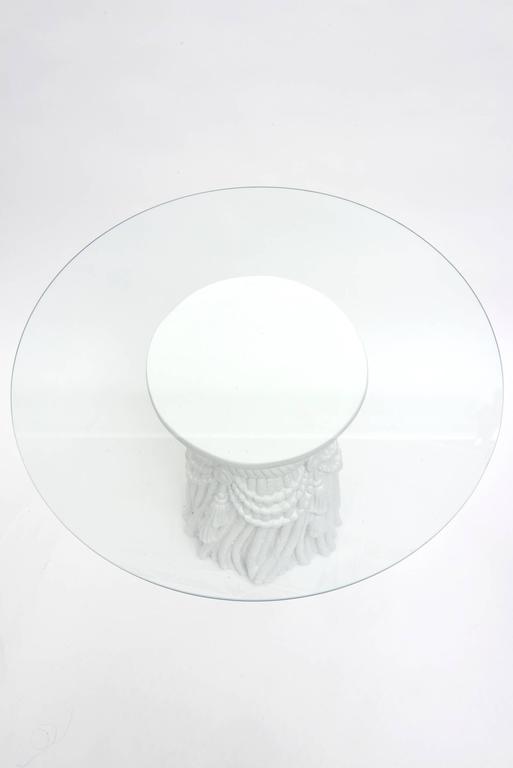 Plaster of Paris White Draped Tassle Sculptural Side Tables John Dickinson Style For Sale 3