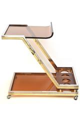 Romeo Rega Chrome, Brass and Lucite Bar Cart or Trolley Italian Vintage