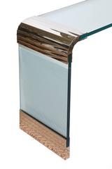 Pace Collection Nickel Silver and Original Glass Waterfall Console Table