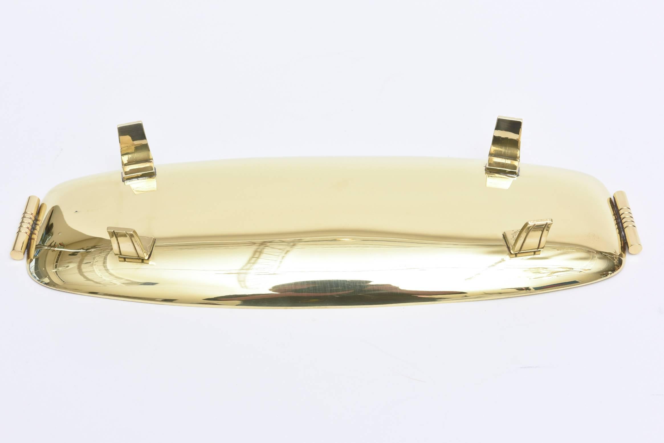 Tommi Parzinger Brass Footed Rectangular Bowl or Tray Mid-Century Modern 4
