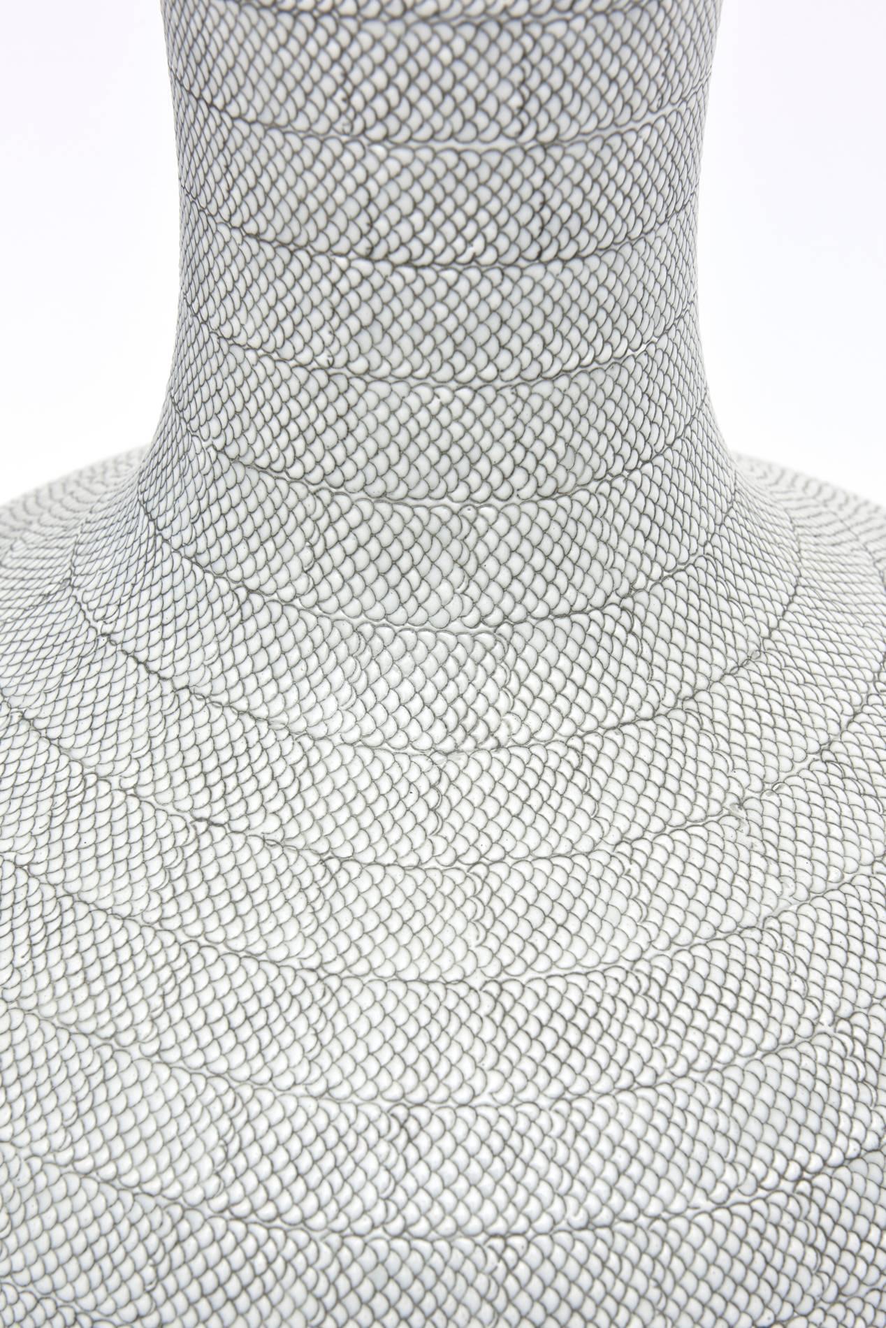 Mid-20th Century Mid-Century Snakeskin Patterned Textural Porcelain Vase or Vessel