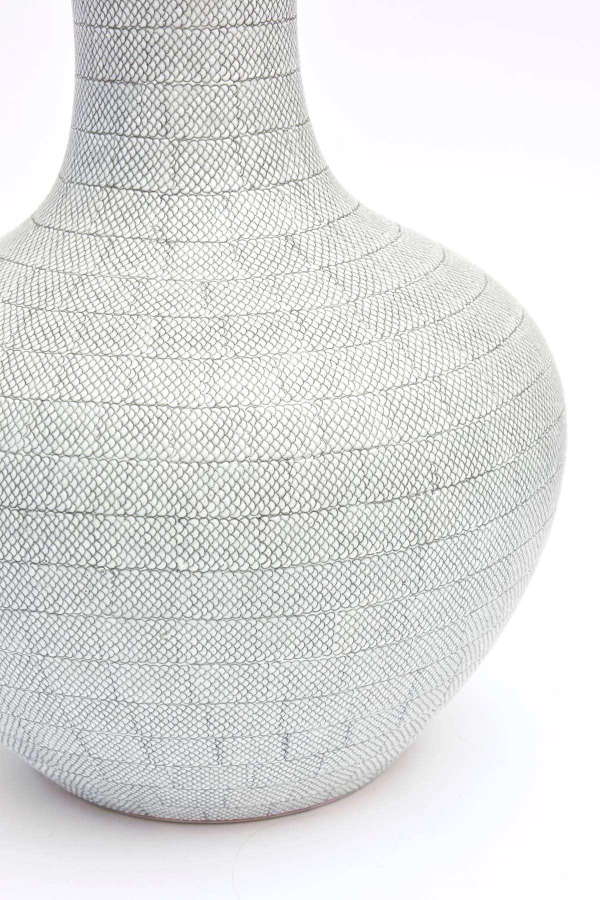 Mid-Century Snakeskin Patterned Textural Porcelain Vase or Vessel 1