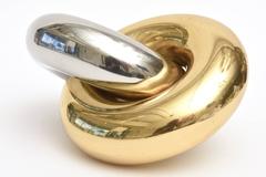 Intertwined Brass and Chrome Original Vintage Ring Sculpture