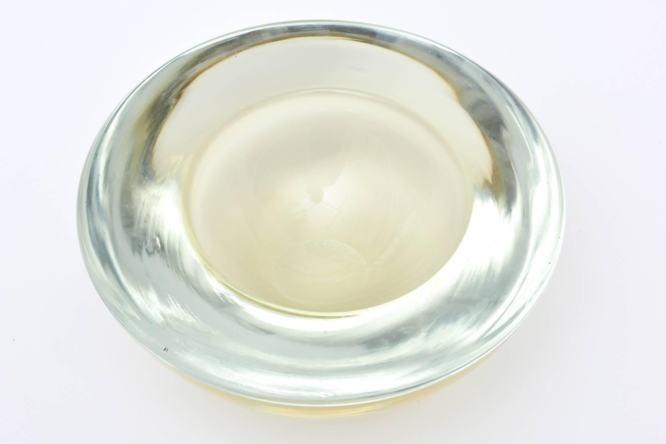 Mid-Century Modern Italian Murano Geode Sommerso Glass Bowl 