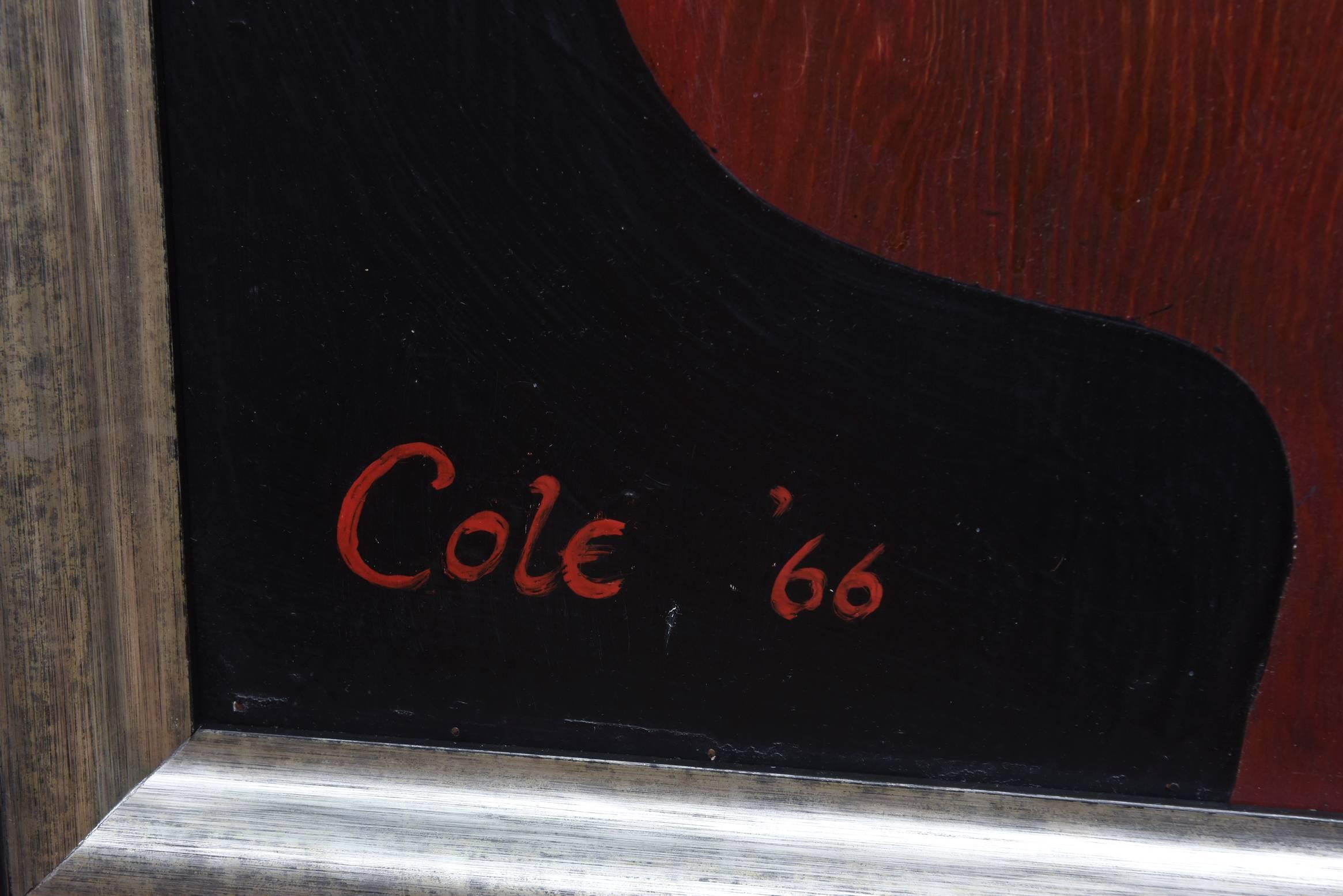 Mid-20th Century Natalie Cole Signed Vintage Oil on Board Painting 