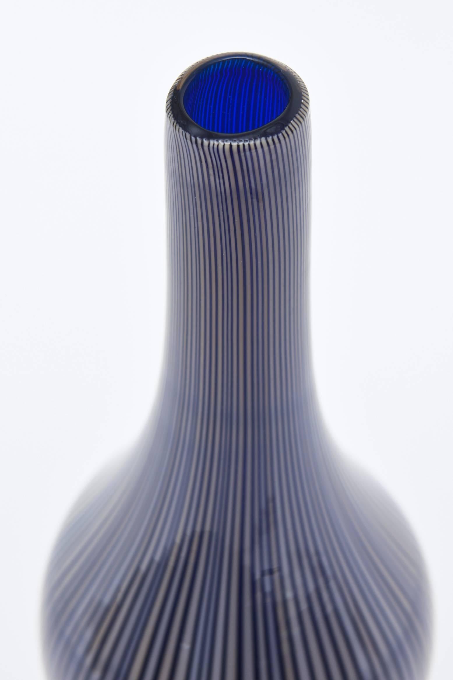 Modern Murano Cenedese Striped Bottle, Vessel, Glass Sculpture
