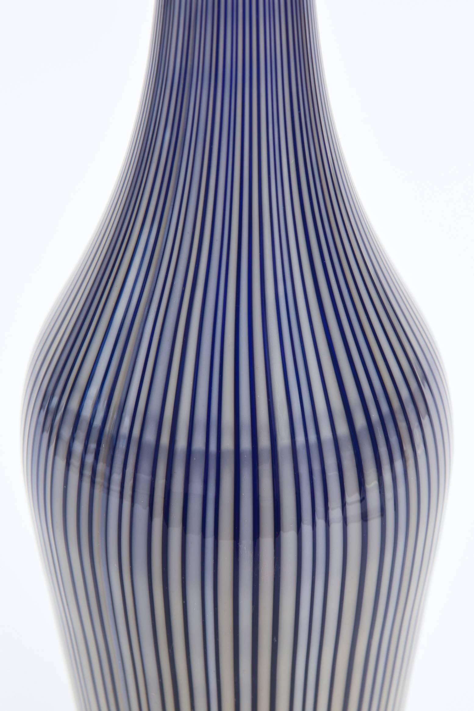 Contemporary Murano Cenedese Striped Bottle, Vessel, Glass Sculpture