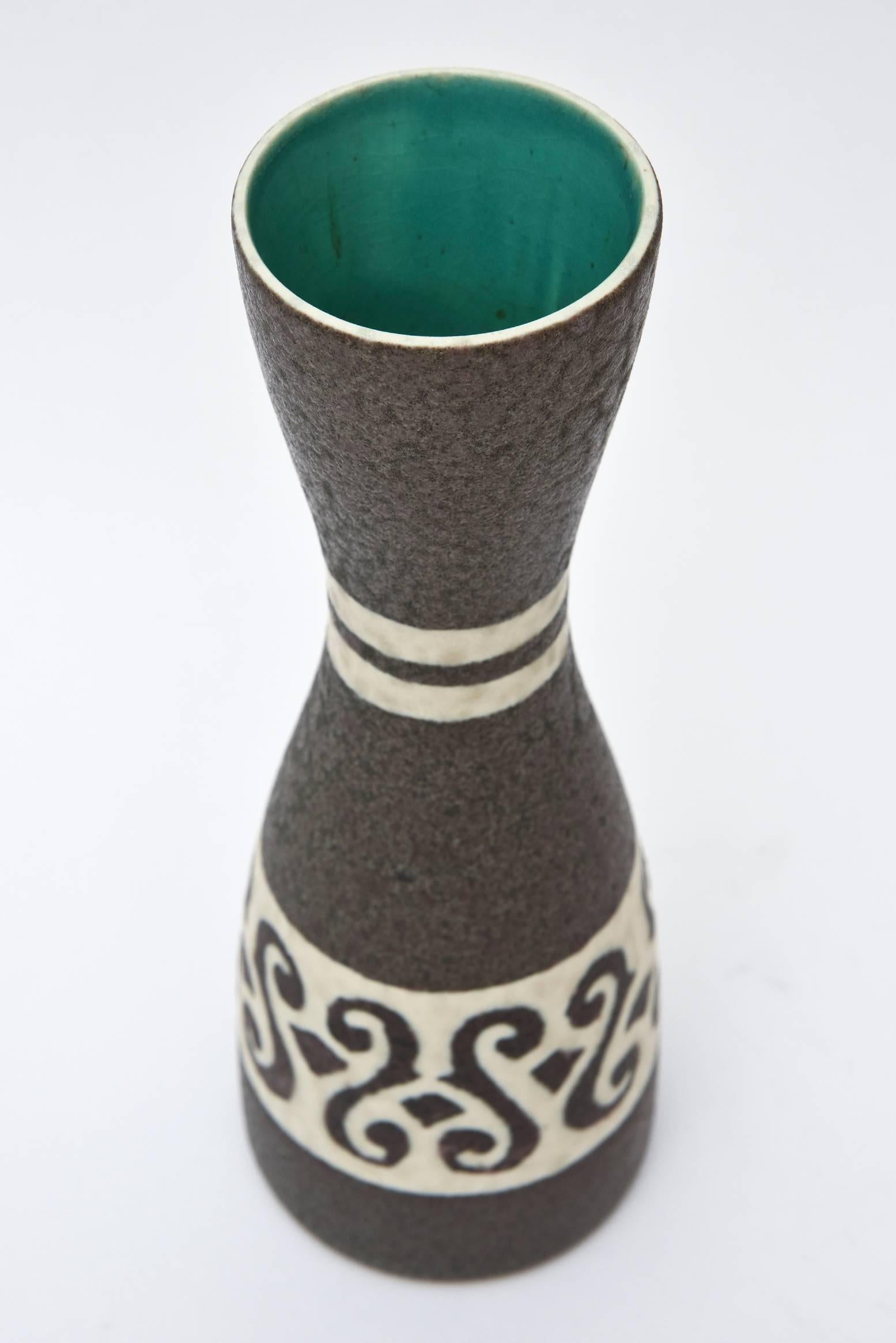 Mid-20th Century Austrian Grey and off White Glazed Ceramic Vase or Vessel Mid-Century Modern