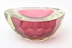 Monumental Italian Murano Diamond Faceted Geode Glass Bowl or Caviar Bowl
