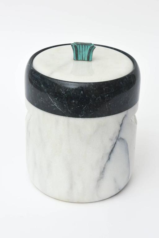 MidCentury Briard Marble and Bronze Ice Bucket at 1stDibs