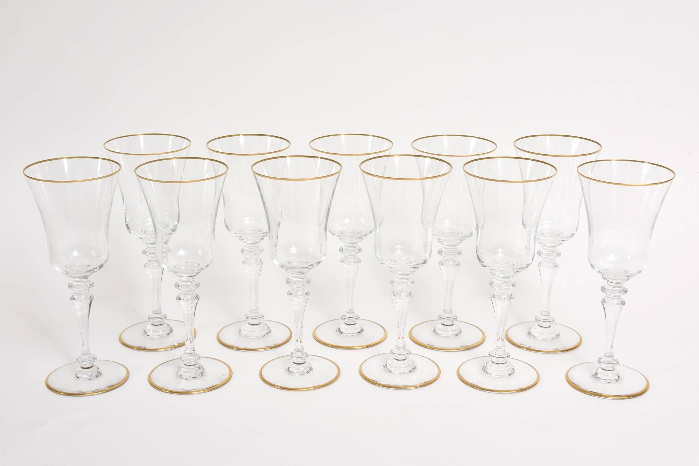 crystal glasses with gold trim