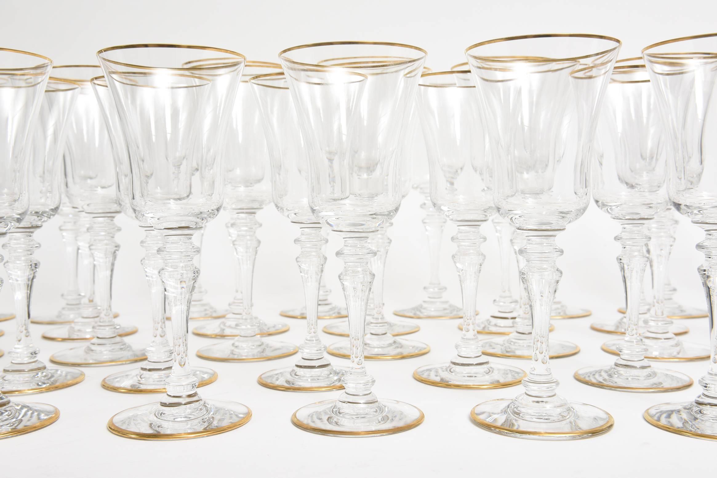 This stunning set of 34 signed Baccarat crystal stemware is from the 1980s. It is called 
