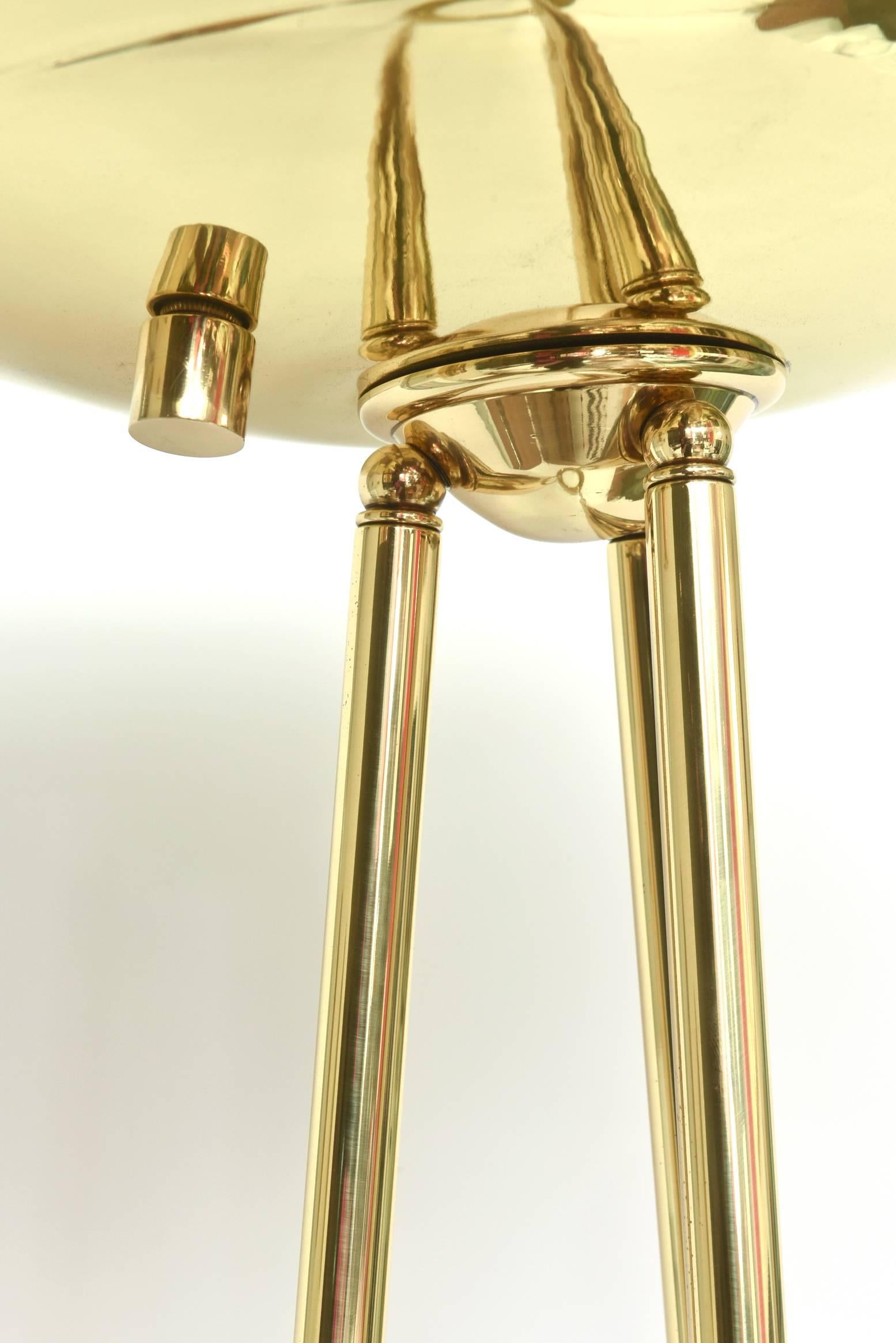 Late 20th Century Vintage Pair of Casella Brass Torcheres Floor Lamps