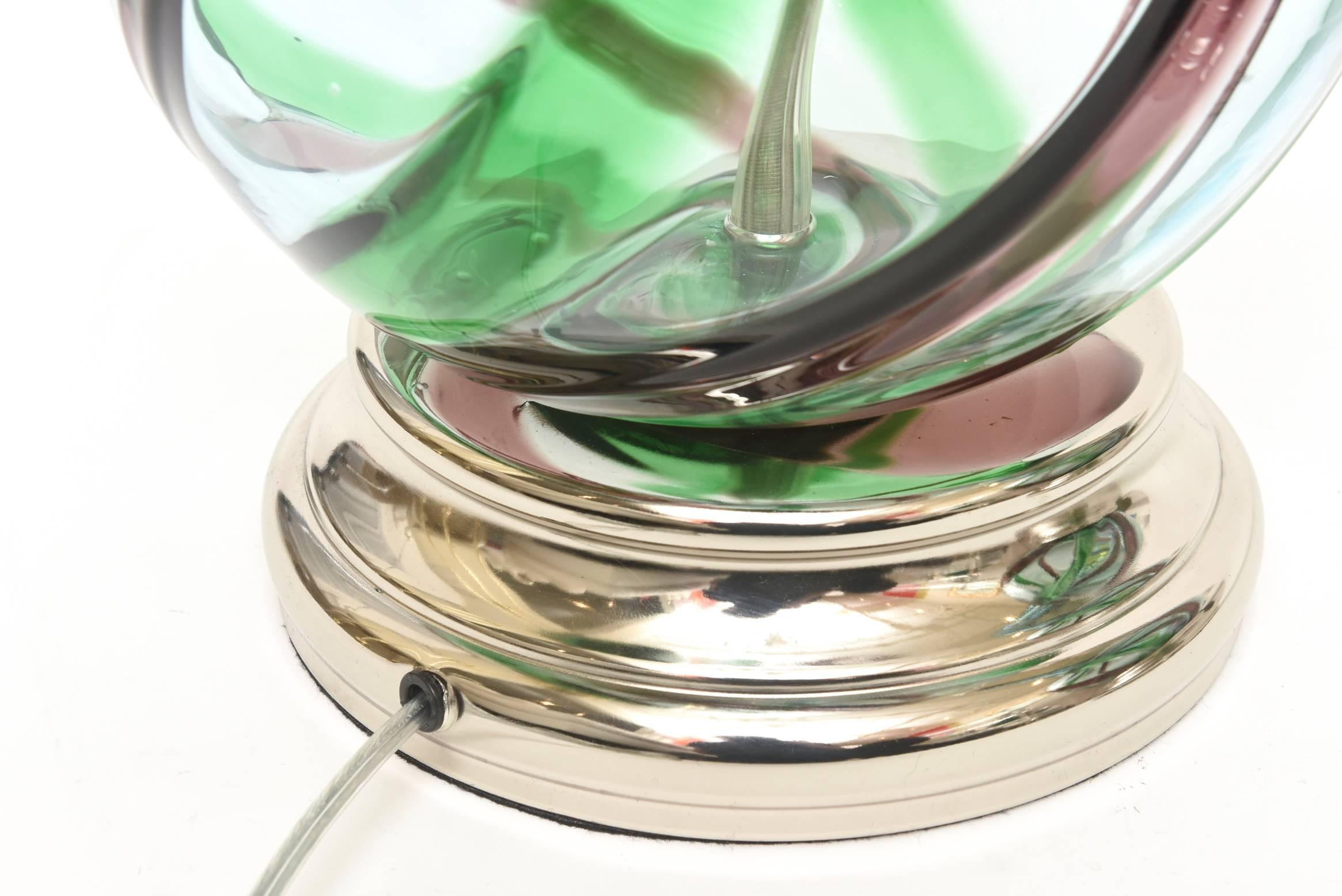 Murano Seguso Glass Lamps Pair of Vintage 2