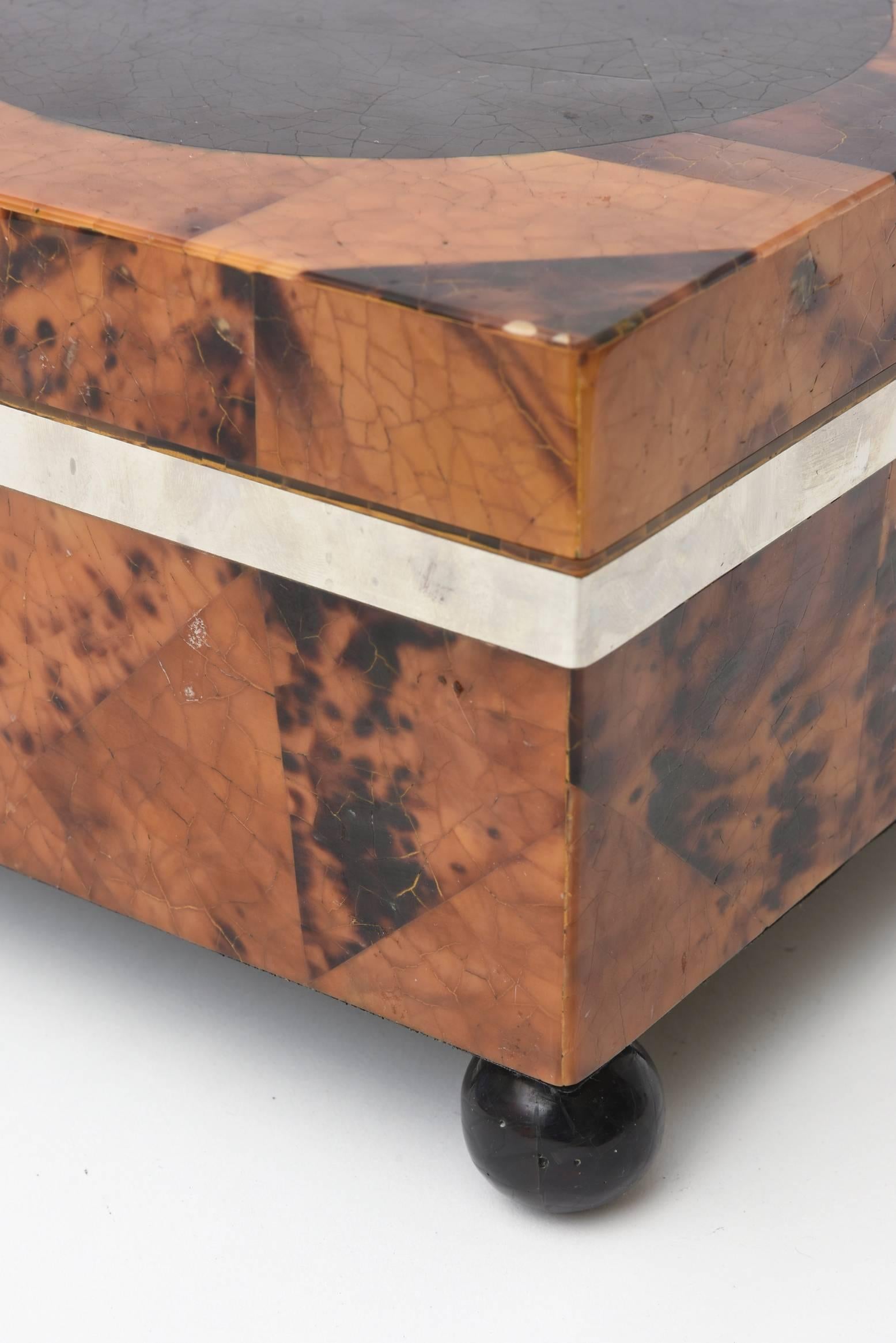 Maitland-Smith Tessilated Tortoise Square Shell Hinged Box 3