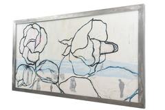 Robert Bery Oil on Canvas Horizontal Painting Titled "Guns and Roses" Framed