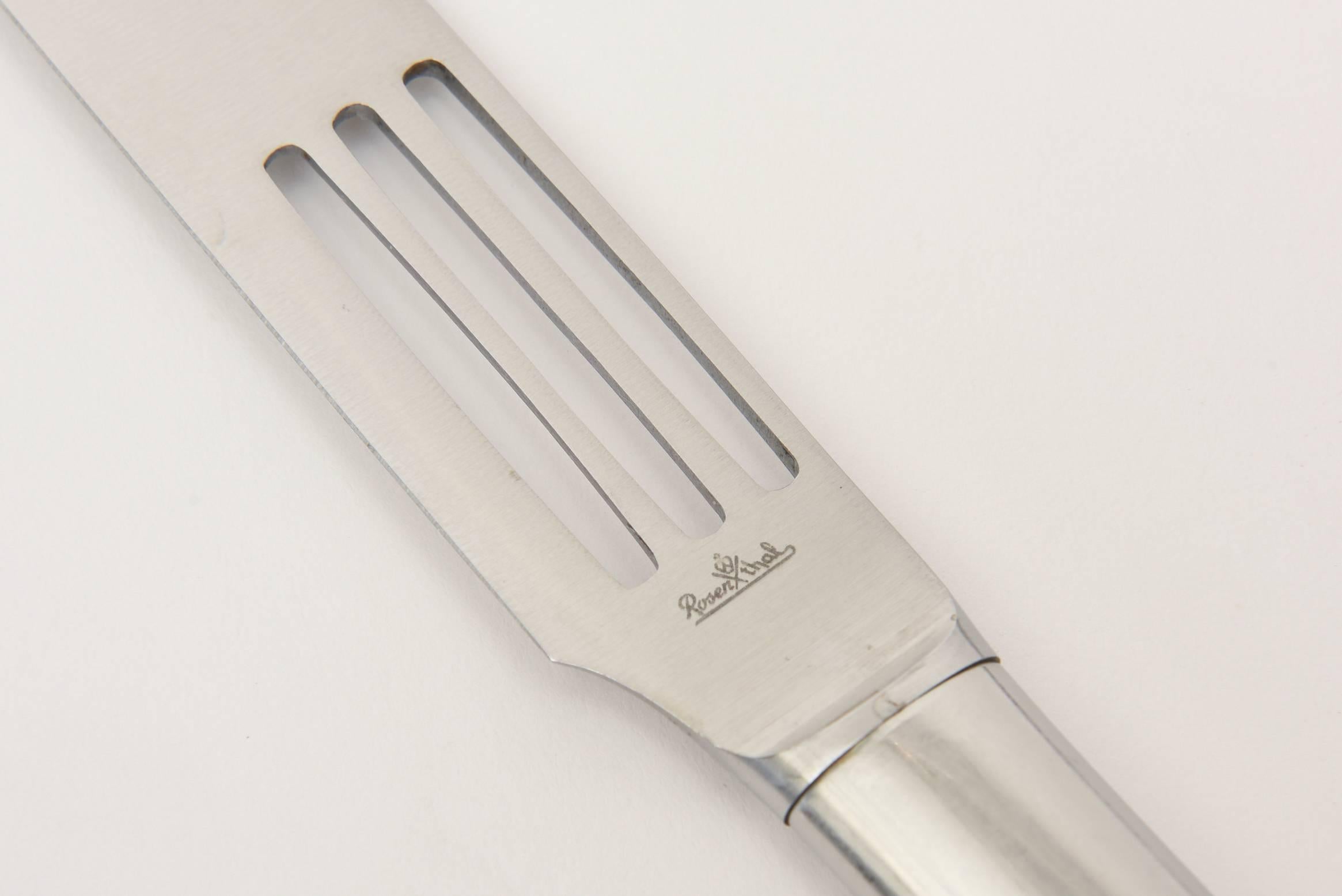 Sabattini for Rosenthal Vintage Rare Stainless Steel Flatware 60 Pieces In Good Condition For Sale In North Miami, FL