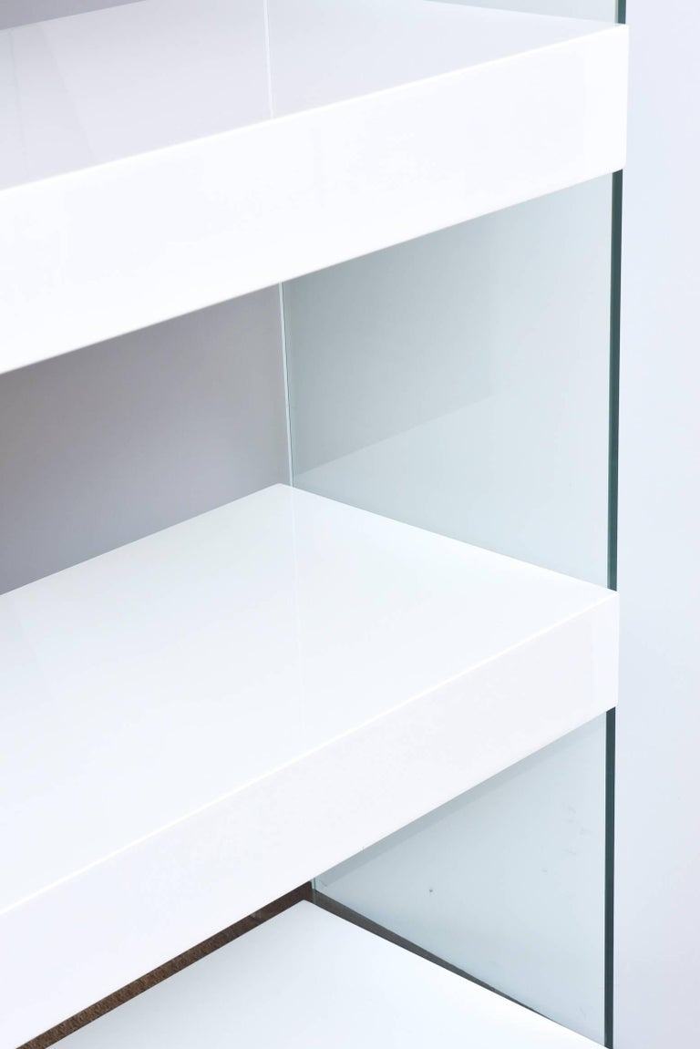 Vintage White Lacquer Wood and Glass FiveTier Shelving Unit at 1stDibs