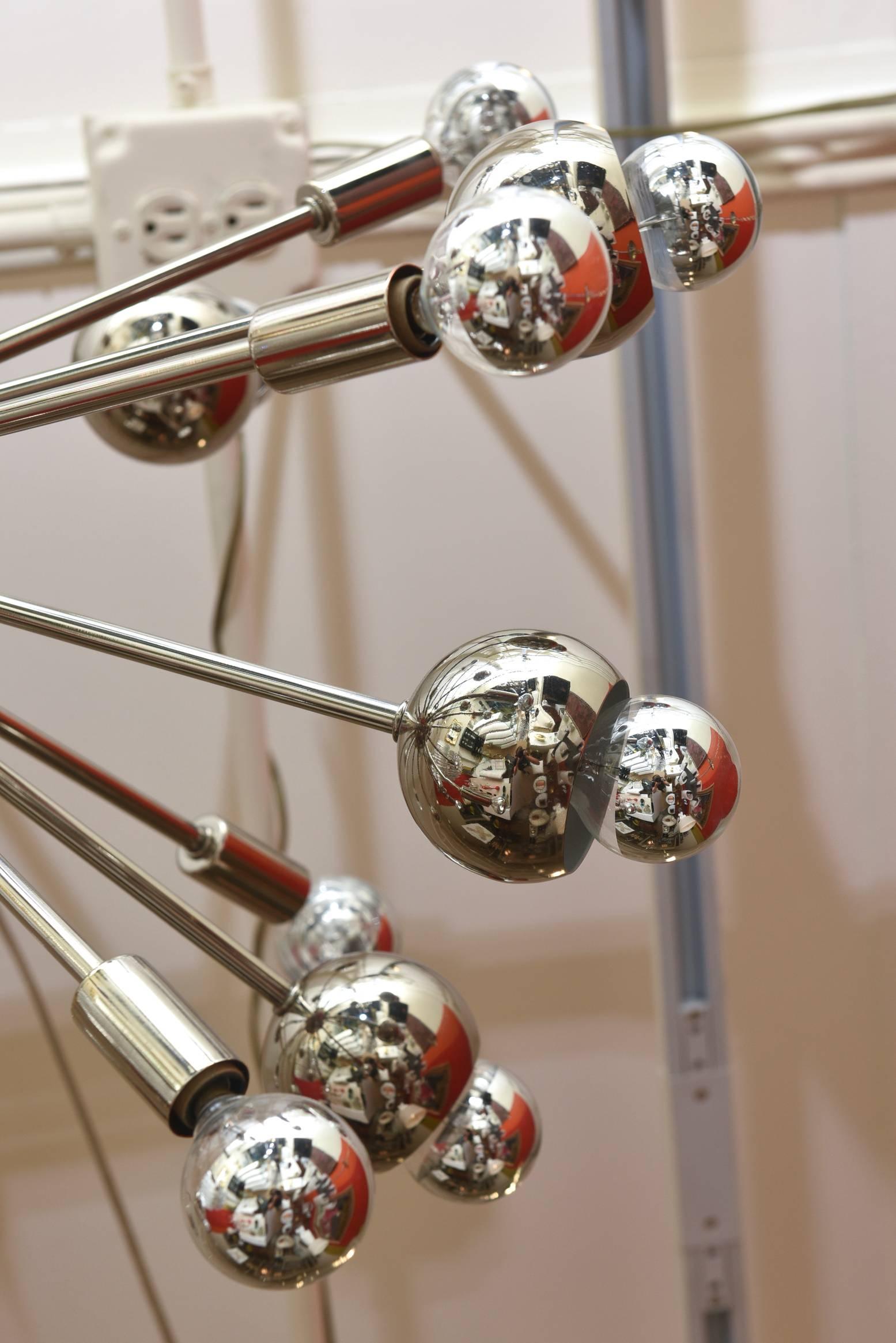 Nickel Silver 24 Bulb Sputnik Vintage Chandelier 1