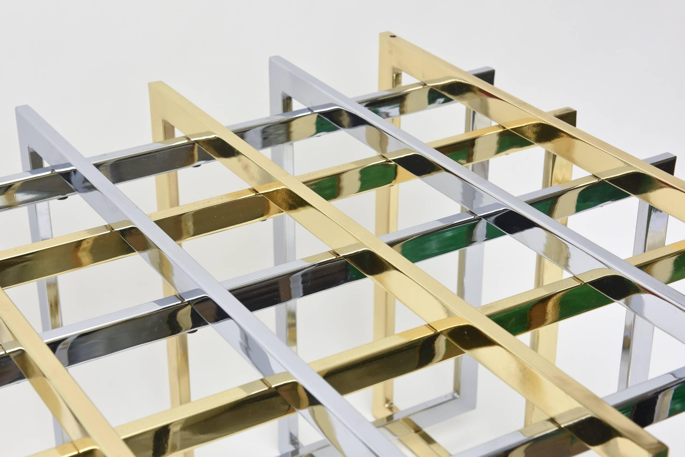 Modern Pierre Cardin Sculptural Grid / Puzzle Side Table
