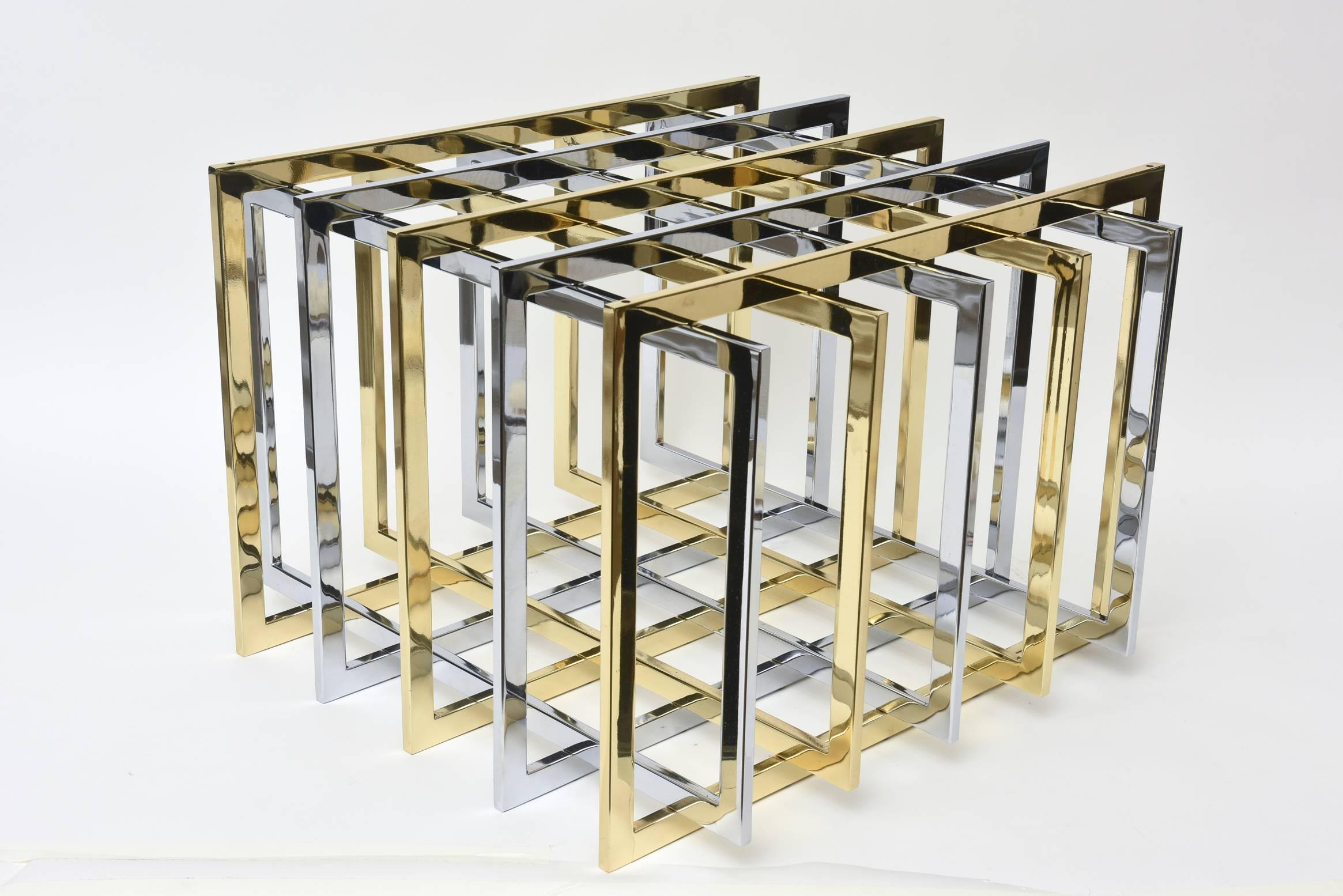 Chrome Pierre Cardin Sculptural Grid / Puzzle Side Table