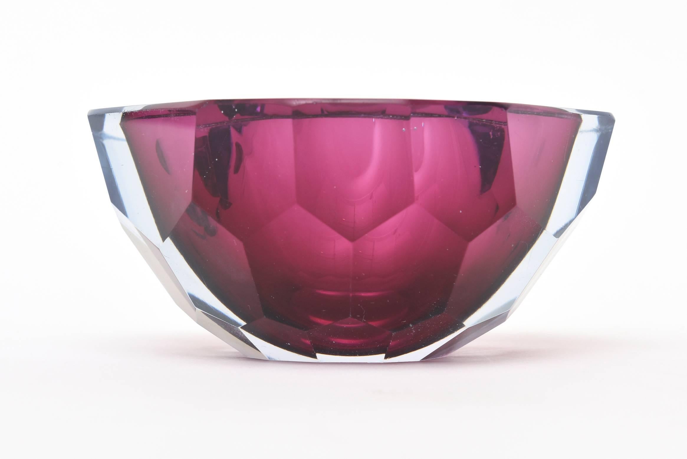 Italian Murano Diamond Faceted Geode Glass Bowl  2