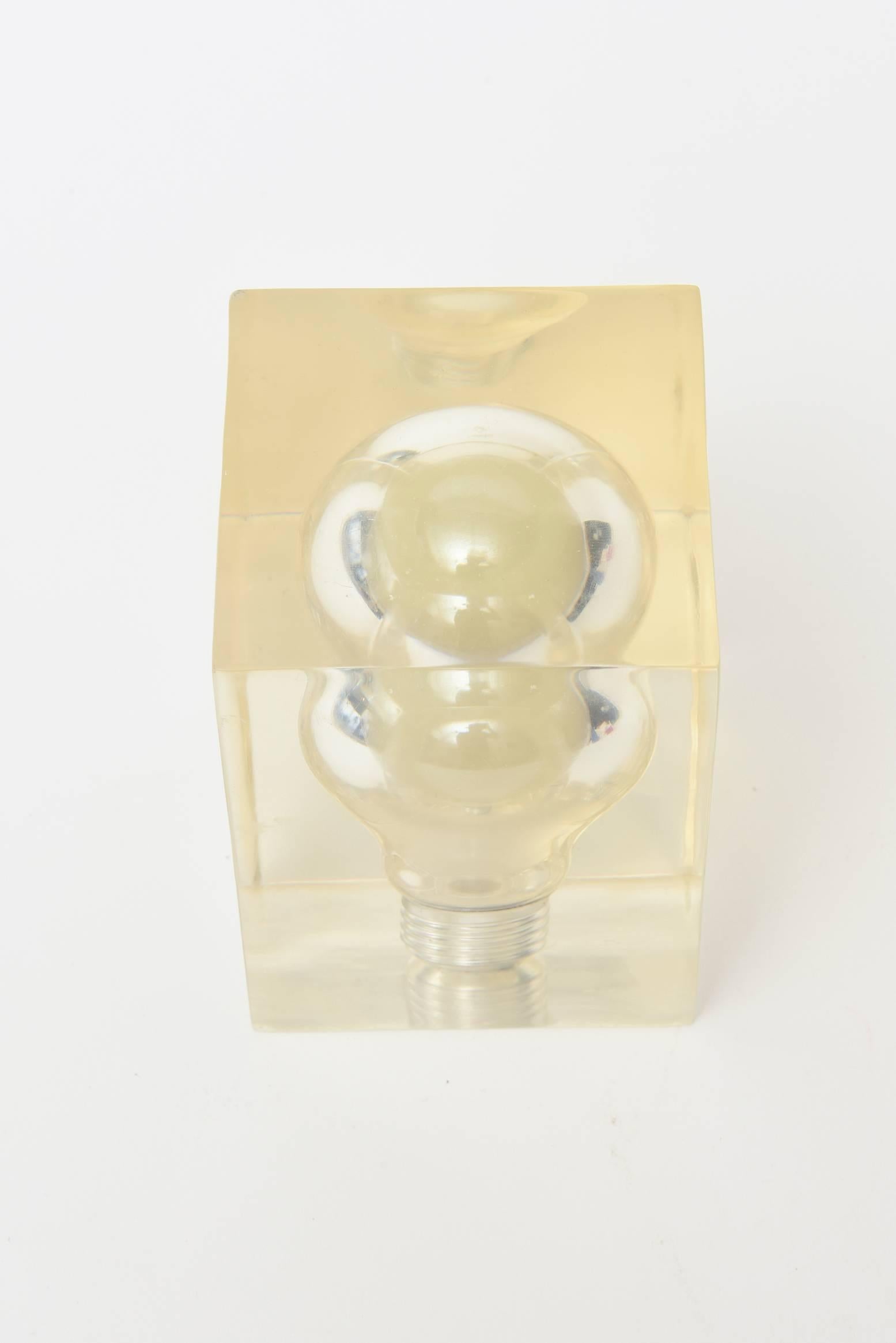 Mid-20th Century Pierre Giraudon French Pop Art Lucite Light Bulb Sculpture/ Paperweight /SALE