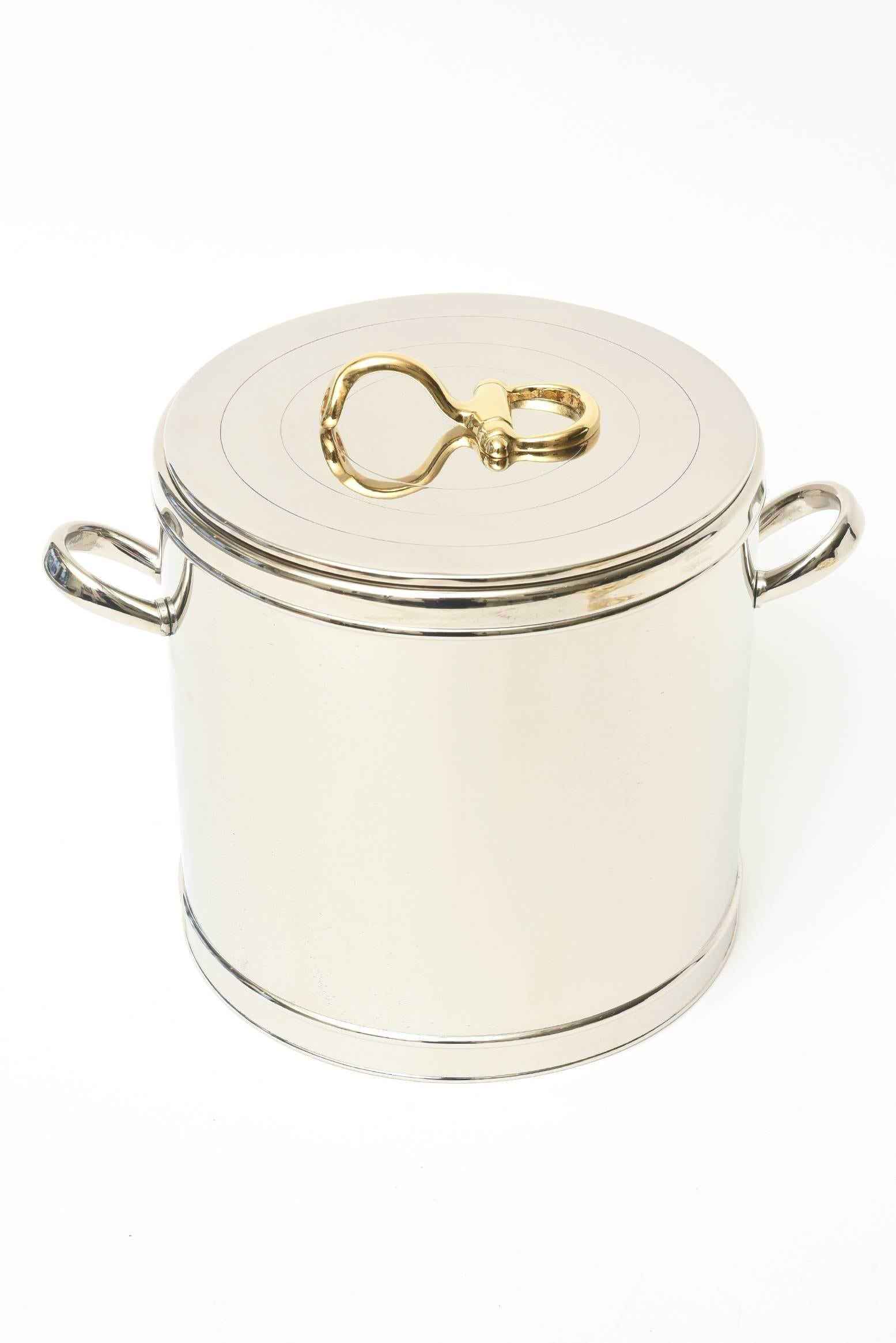 Modern Italian Vintage Gucci 22-Karat Gold Plate & Silver Plate Ice Bucket /Barware 