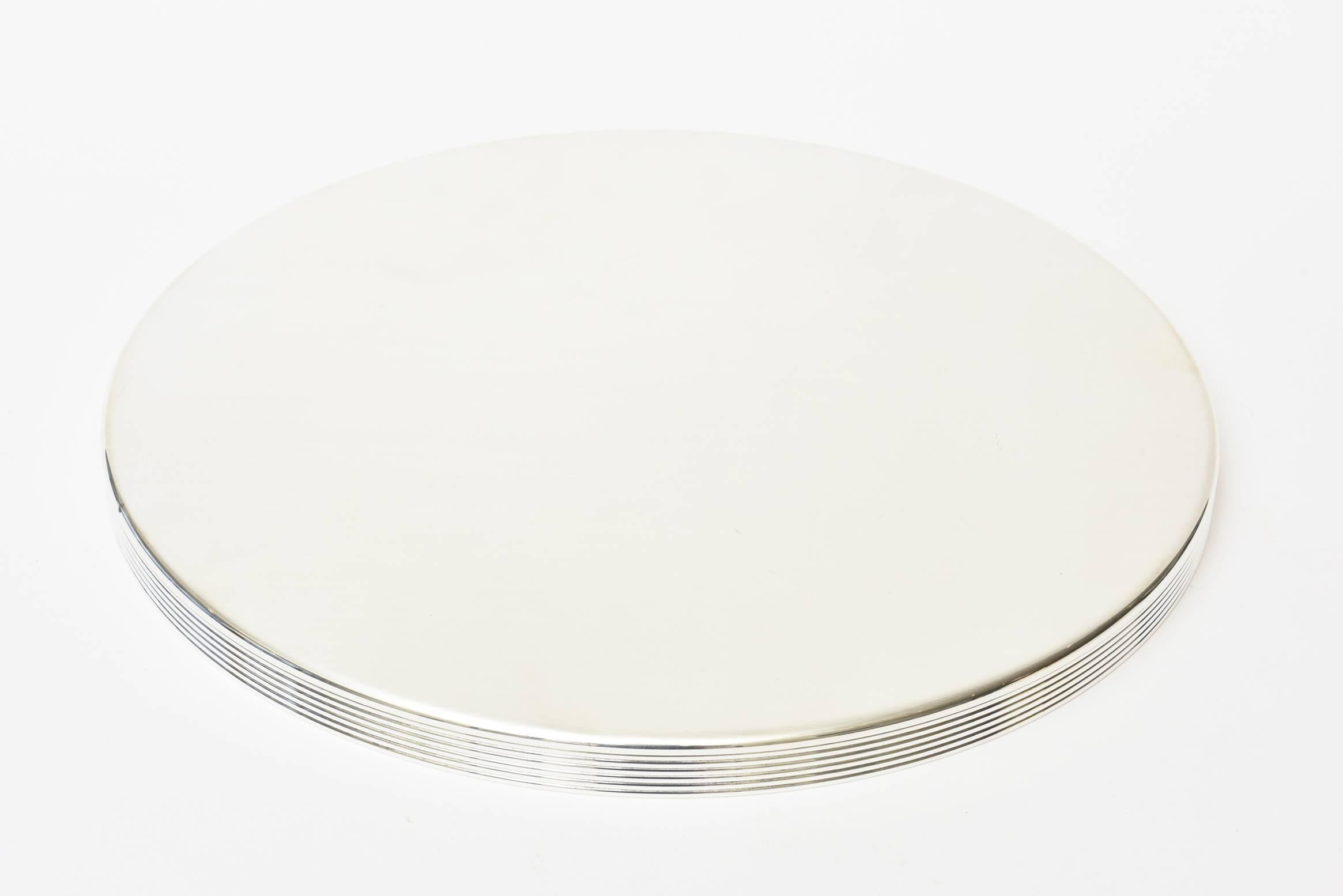 Christofle Silver Plate Round Tray Vintage Barware 1