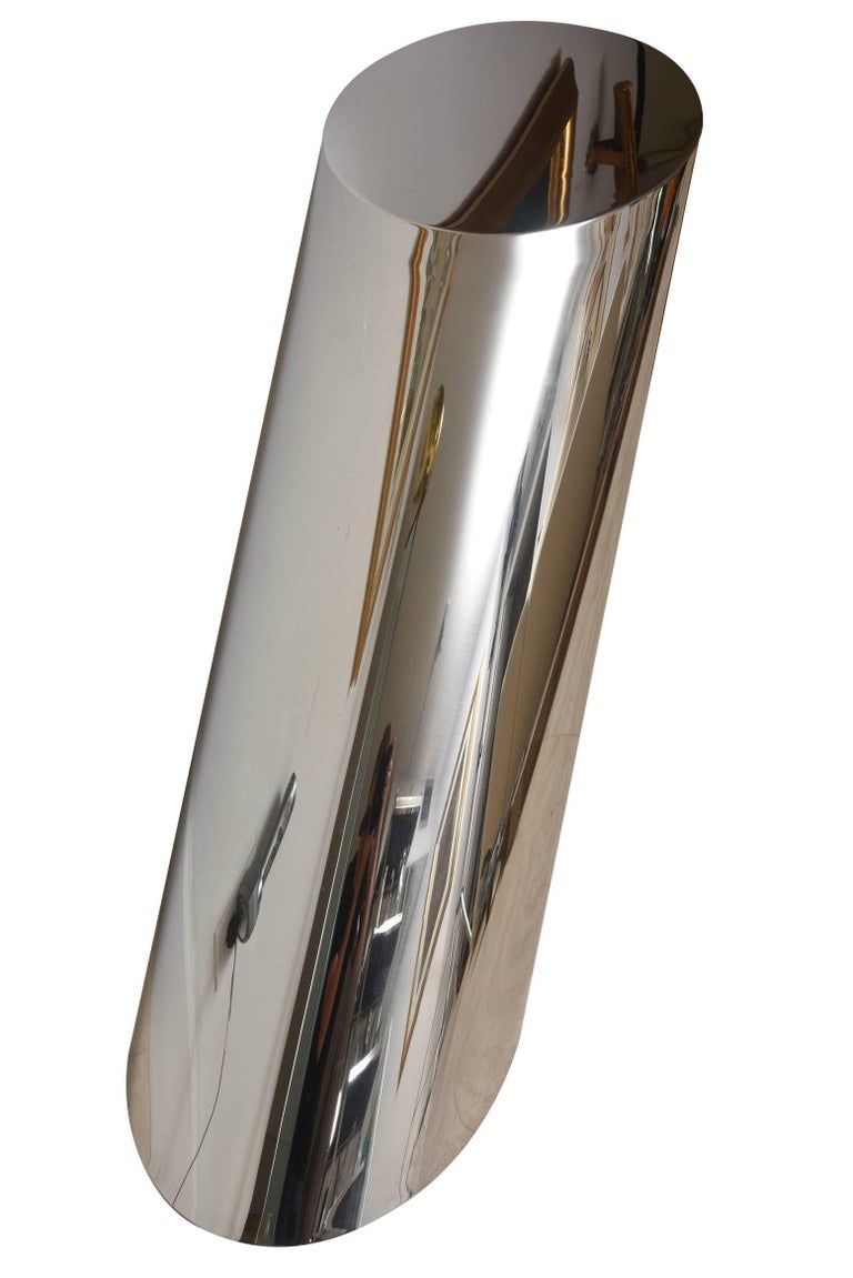Late 20th Century Zephyr J. Wade Beam for Brueton Polished Stainless Steel Side or End Table For Sale