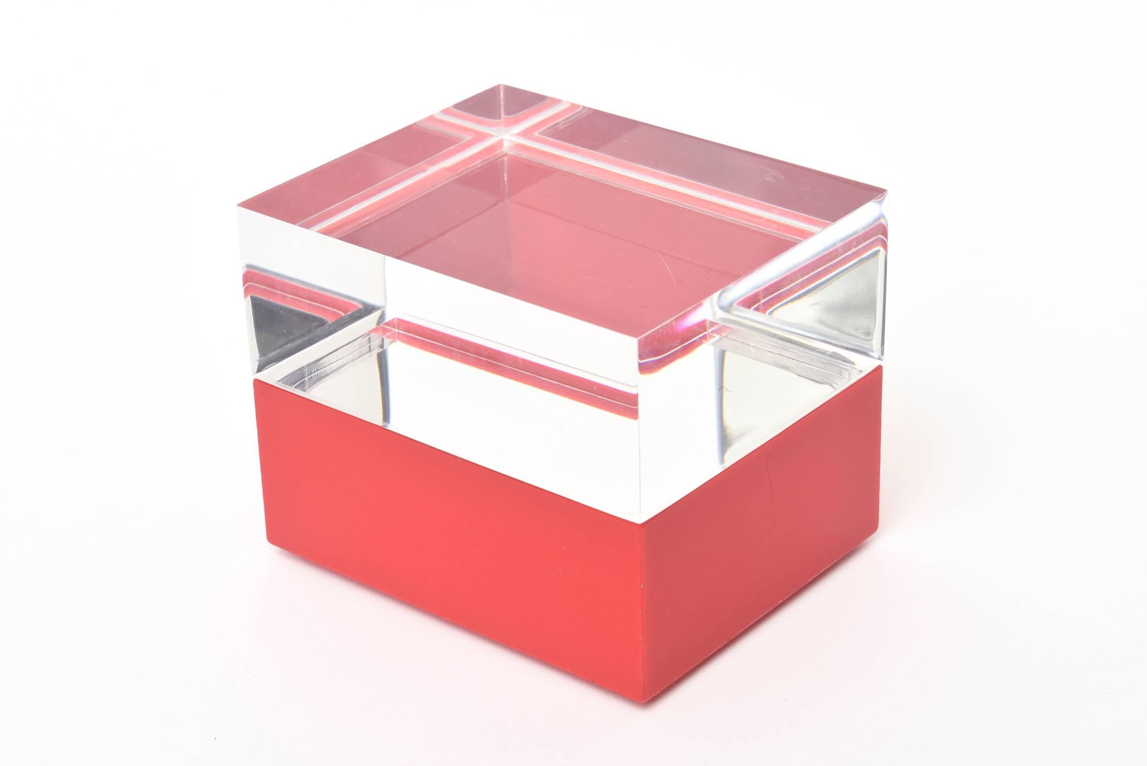Modern Italian Two-Part Lucite Vintage Box /HOLIDAY SATURDAY SALE