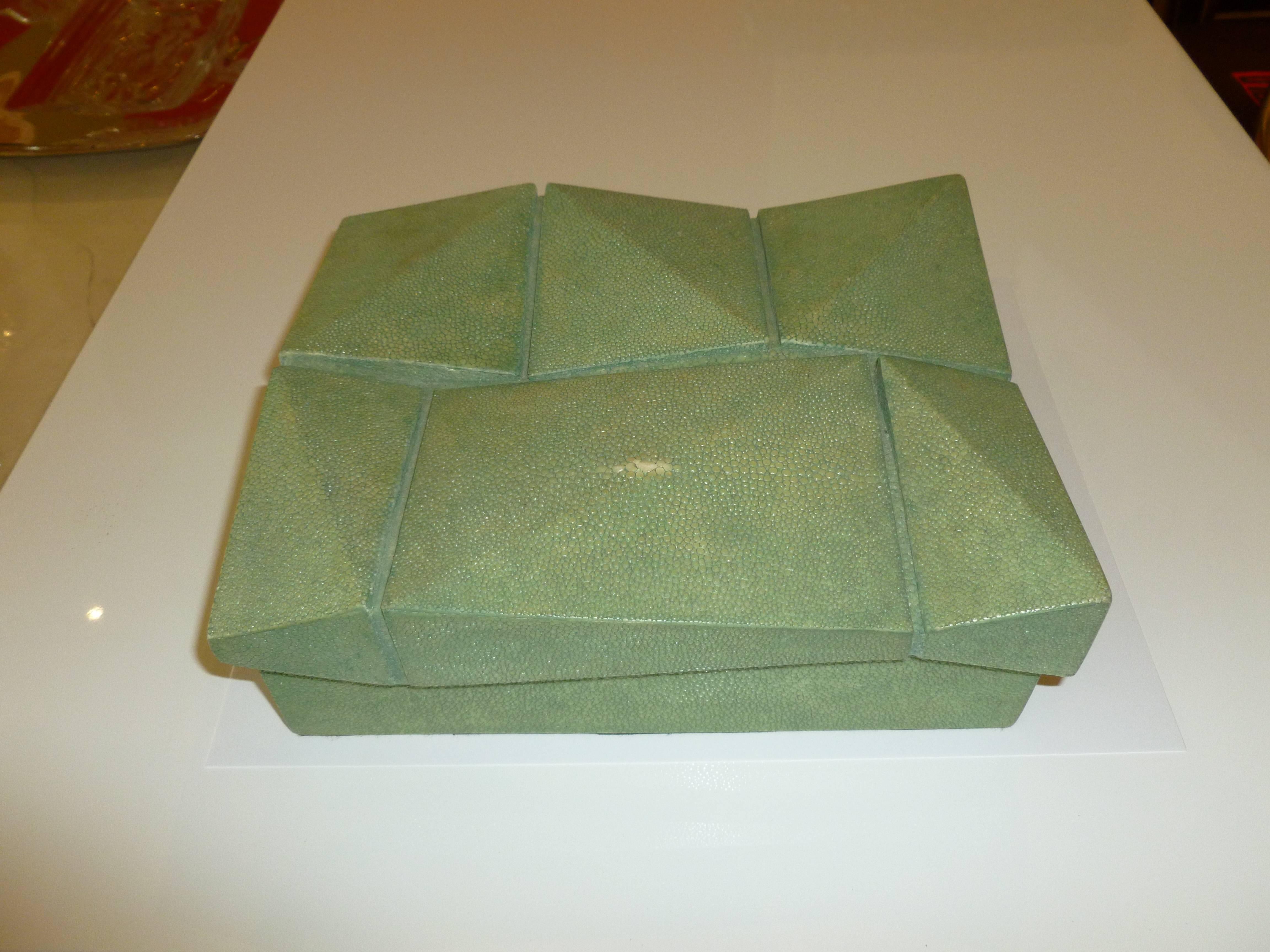 Modern R&Y Augousti Shagreen Sculptural Box 