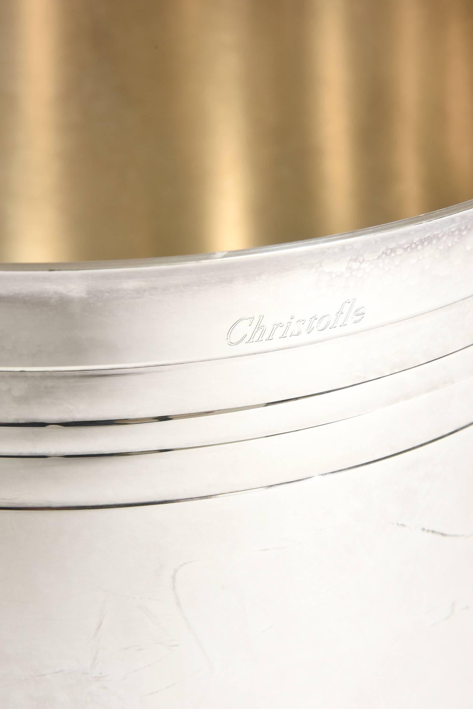 Modern Christofle Silver-Plate Champagne Cooler Ice Bucket Barware
