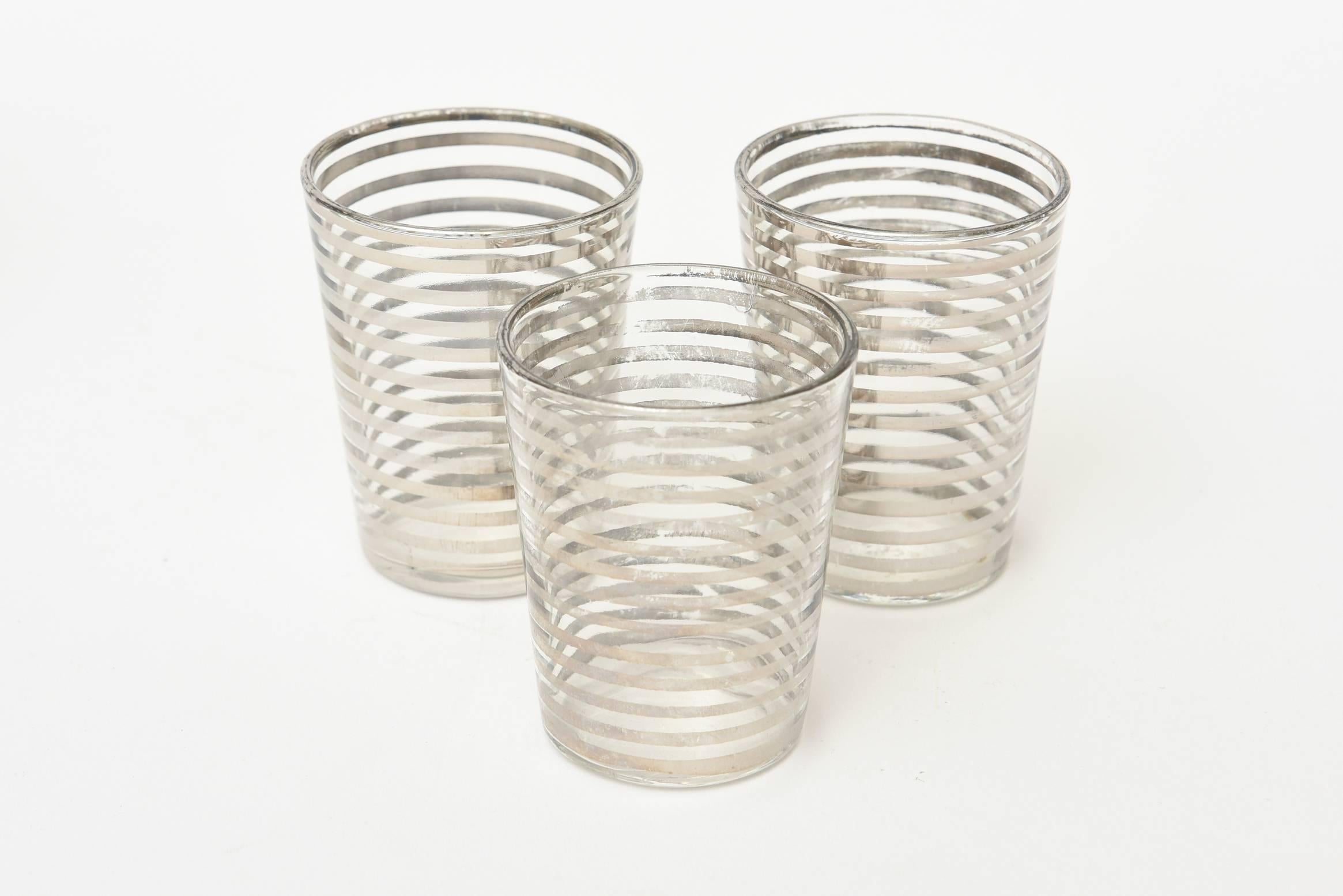 Set of 13 Vintage Silver Lined Geometric Cordials/Barware In Good Condition In North Miami, FL