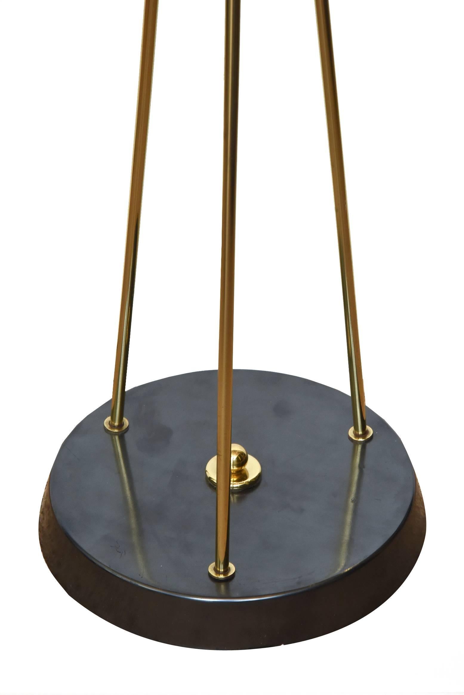 Brass and Gun Metal Restored Floor Lamp Style of Parzinger Mid-Century Modern In Good Condition For Sale In North Miami, FL