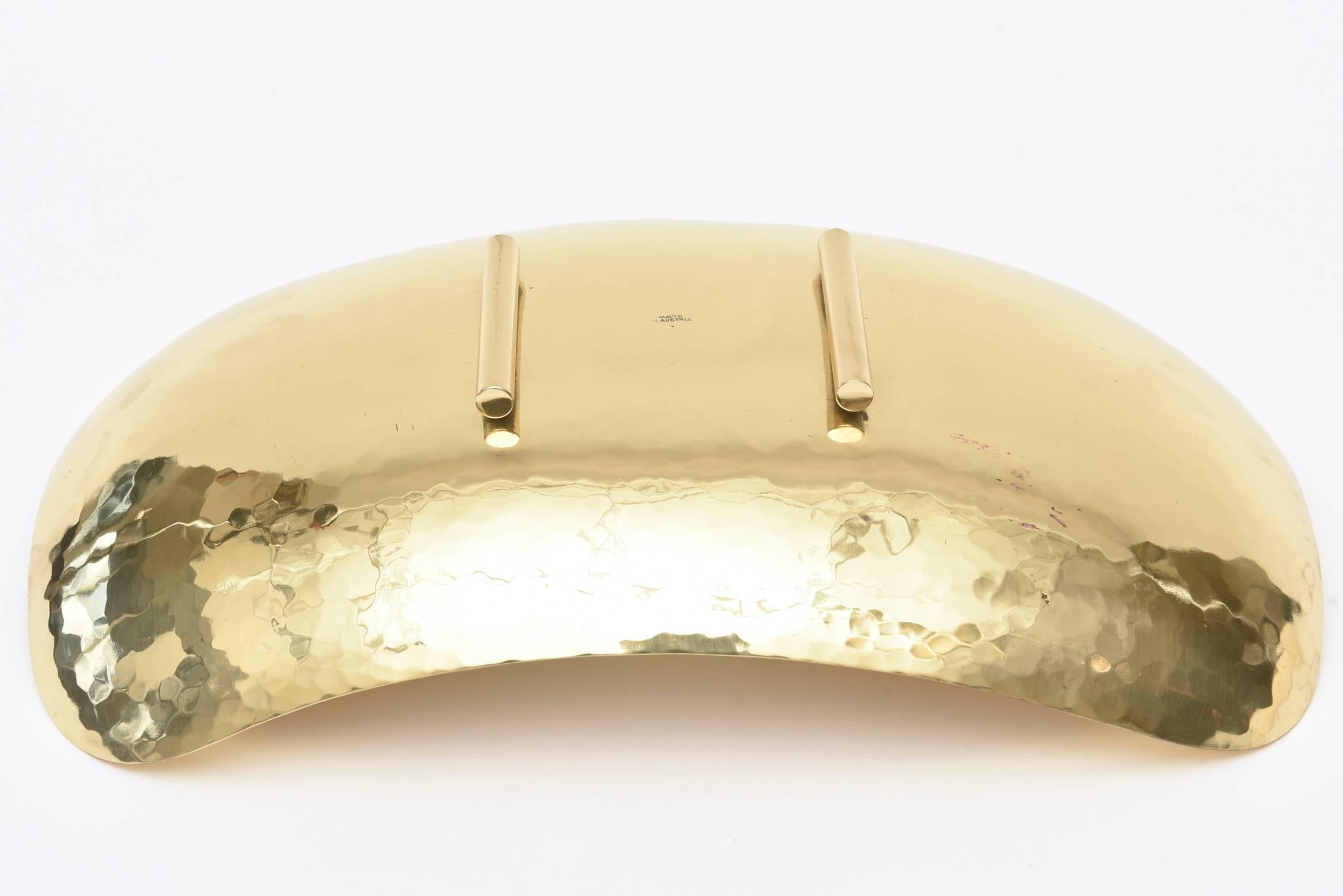Hallmarked Midcentury Austrian Hand-Hammered Carl Auböck Attributed Brass Bowl 3