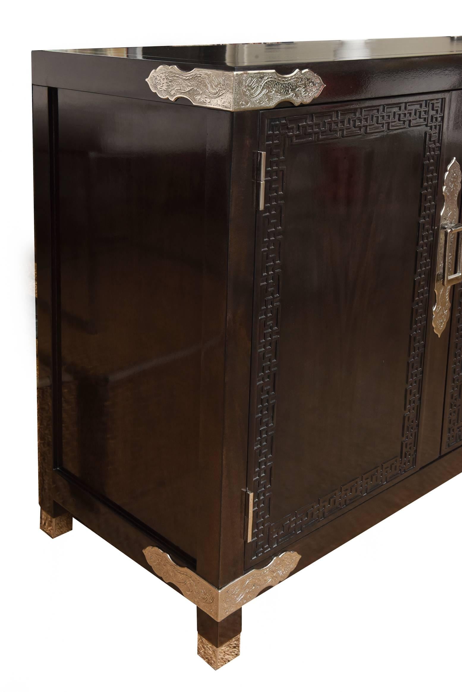 Mid-Century Modern Vintage Midcentury Greek Key Cabinet/Buffet with Original Hardware 