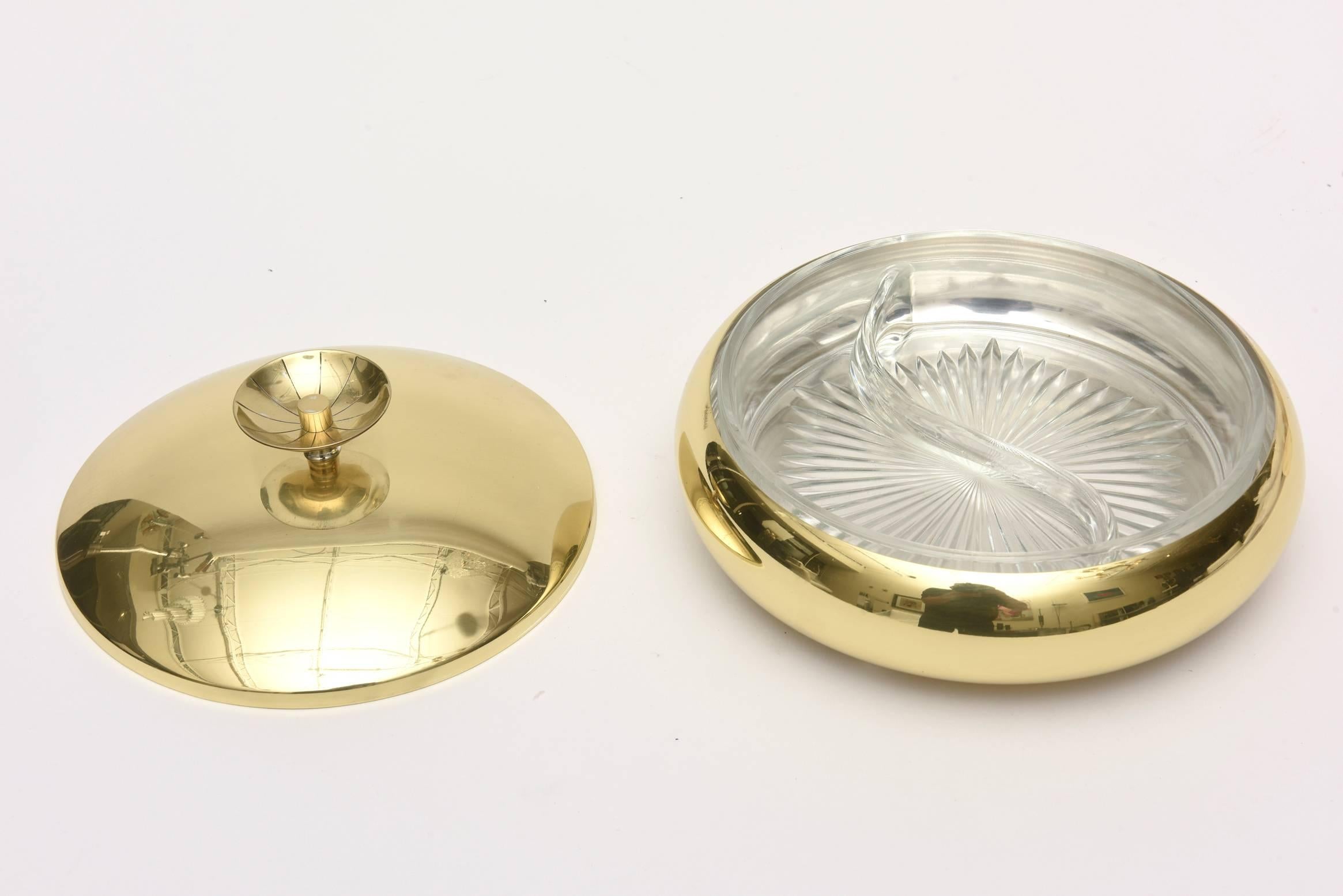 Mid-20th Century  Tommi Parzinger Mid Century Modern Brass Box or Bowl/ Serving Bowl