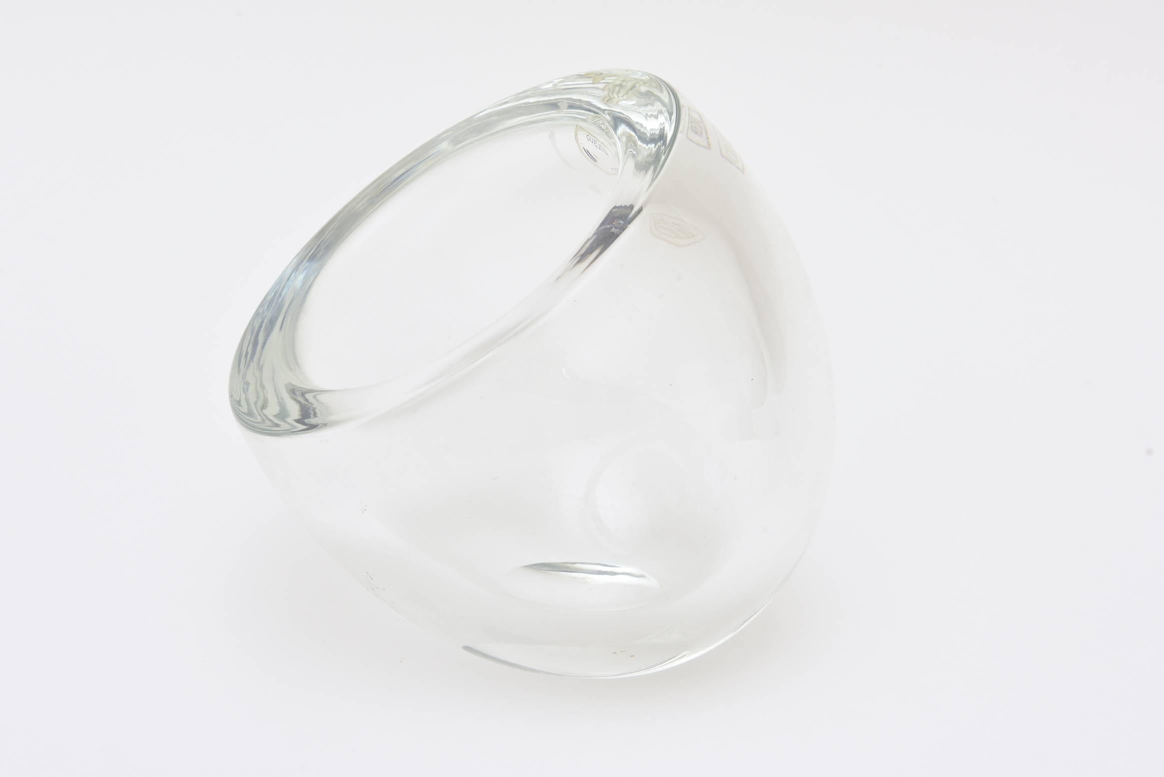 Modern Signed Italian Murano Barbini Angled Sculptural Glass Bowl or Vase /SAT. SALE