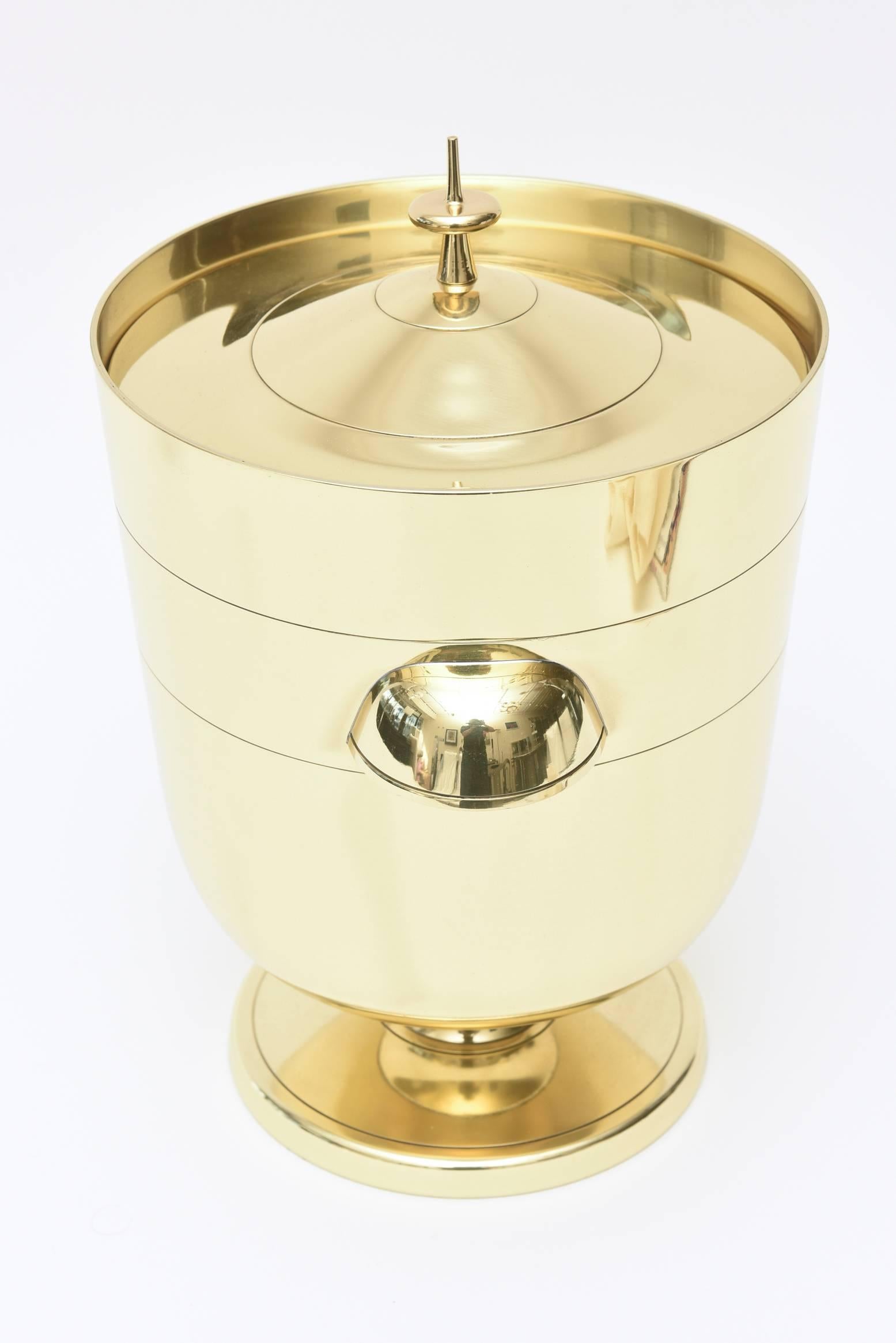 American Tommi Parzinger Brass Ice and Champagne Bucket Barware Mid-Century Modern