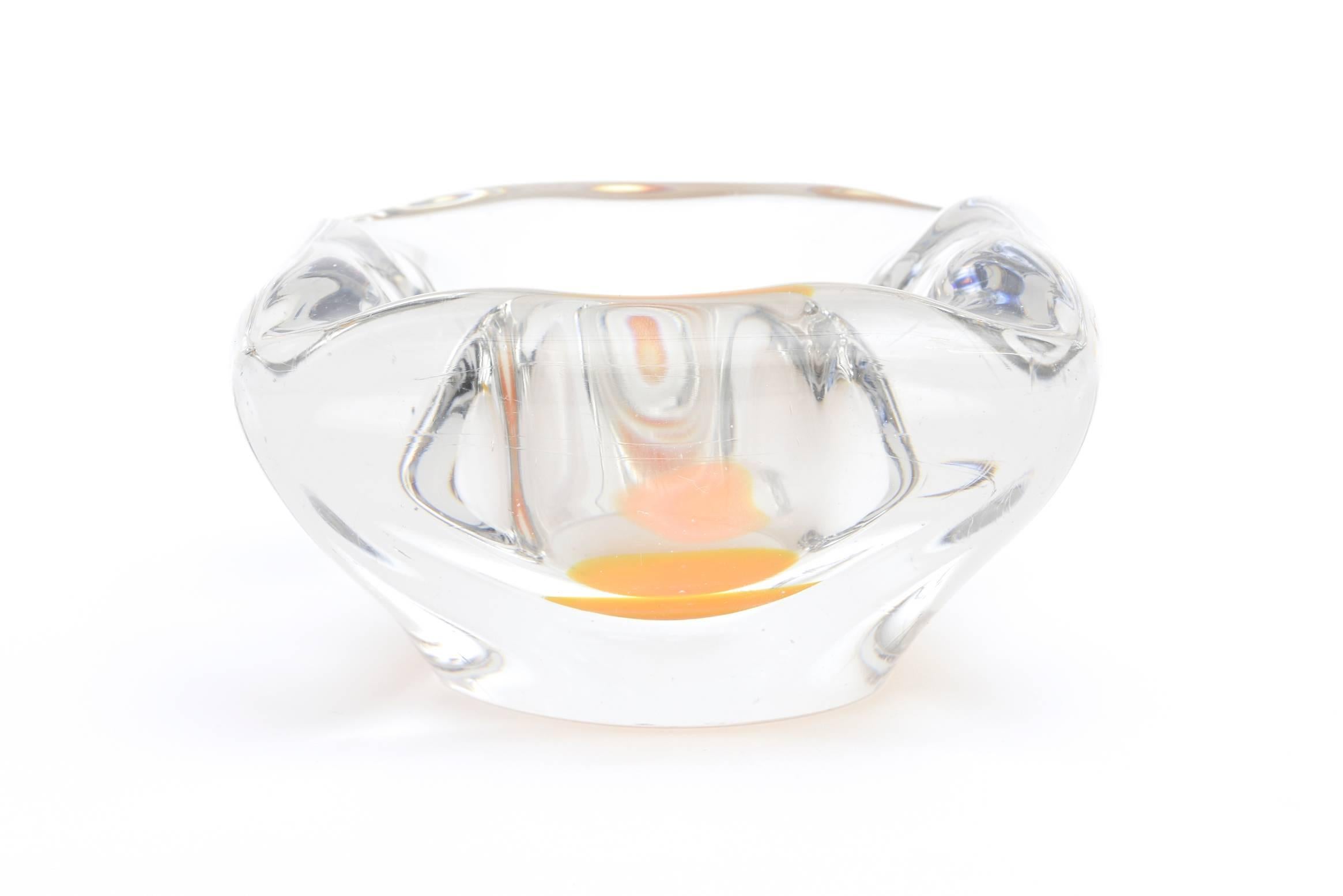 Mid-Century Modern Swedish Coquille Flygsfors Handblown Glass Bowl For Sale