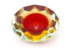 Italian Murano Diamonte Faceted Sommerso Geode Bowl