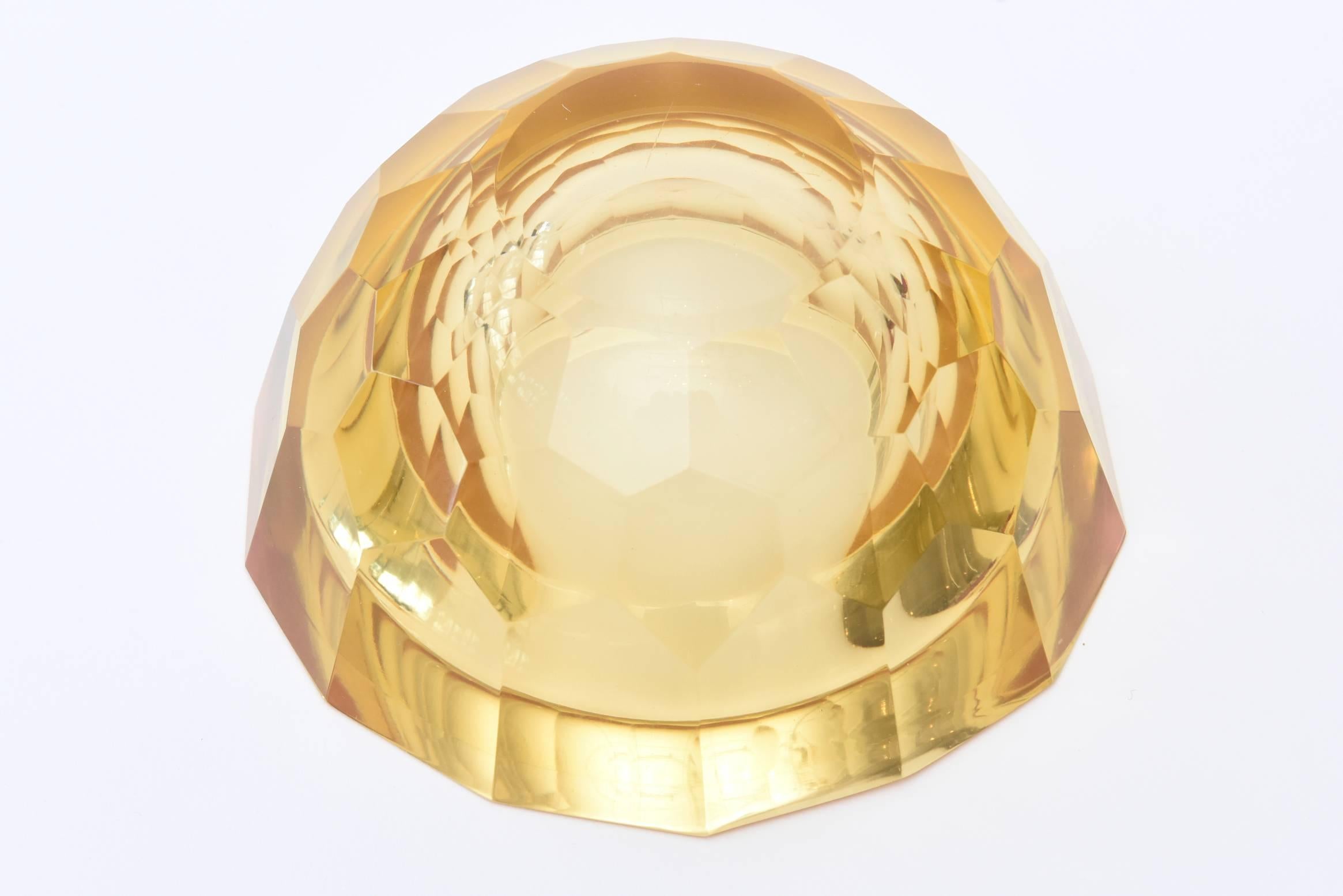 Italian Murano Diamond Faceted Geode Glass Bowl 2