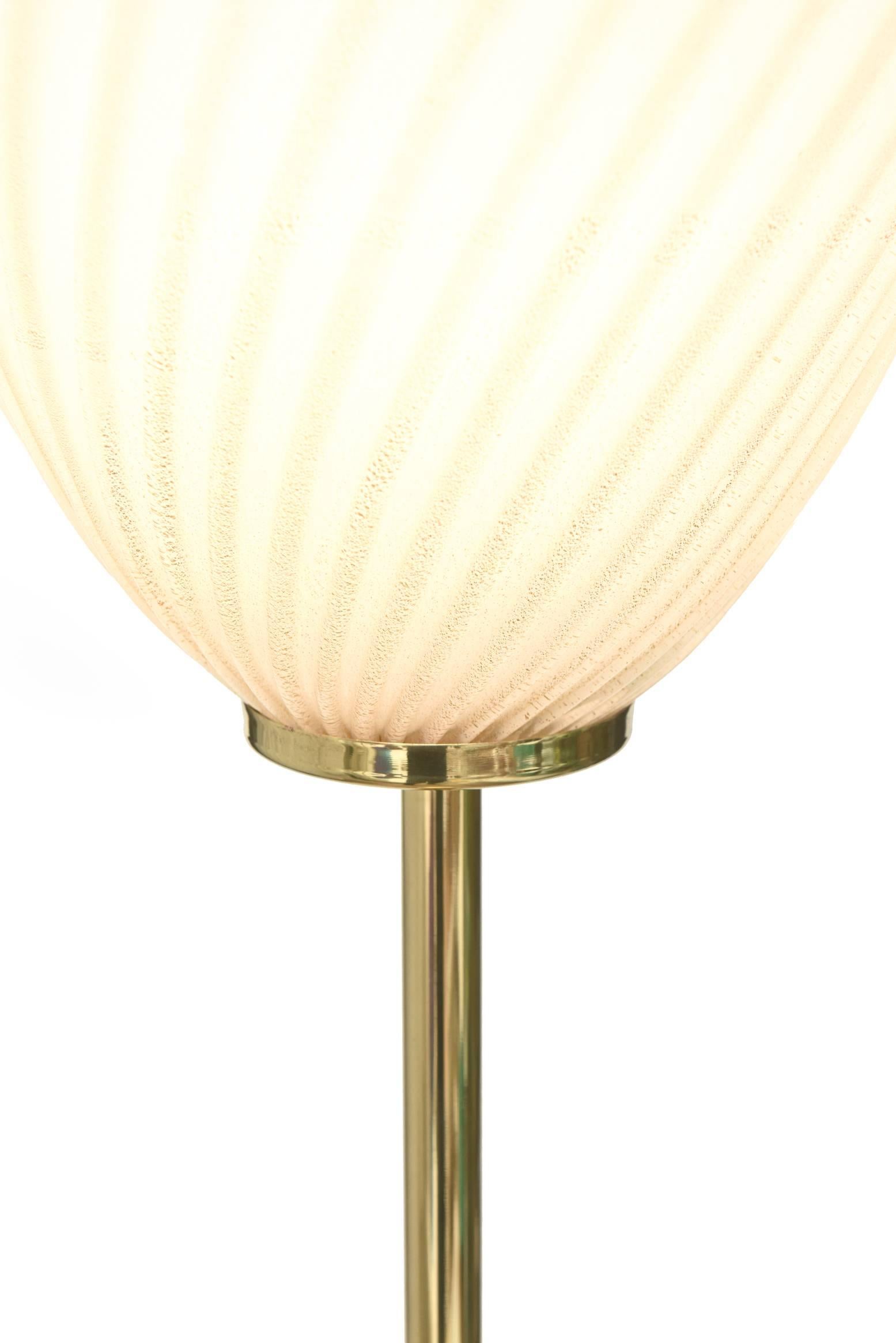 Murano Seguso Glass Floor Lamp with Brass Column Mid-Century Modern 4