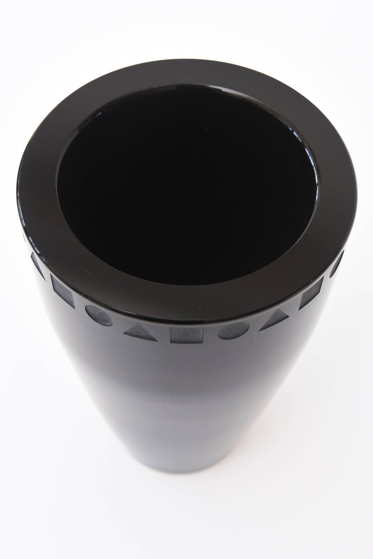 Ward Bennett für Sasaki Amethyst Black Glass Modernist Vase (Moderne)