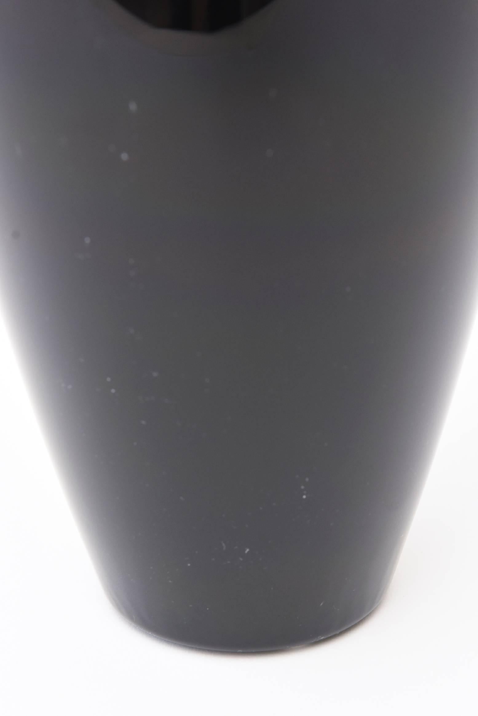 Late 20th Century Ward Bennett for Sasaki Amethyst Black Glass Modernist Vase 