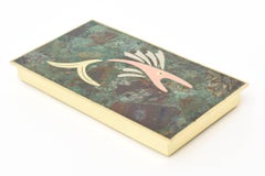 Mixed Metals, Rosewood, Sodalite, Malachite and Turquoise Hinged Box Midcentury
