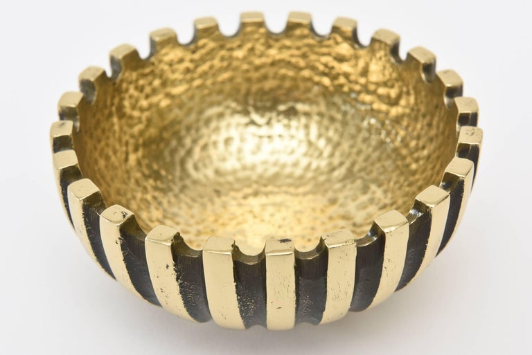 Brass and Blackened Brass Metal Bowl MidCentury Modern For Sale at 1stDibs