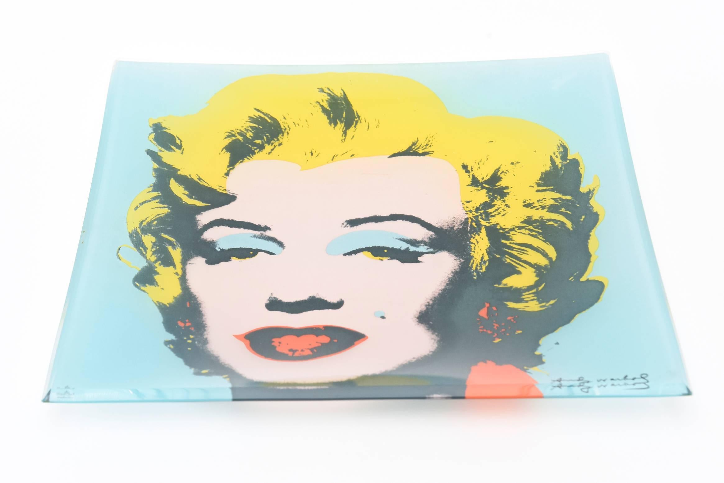 This wonderful square glass Andy Warhol for Rosenthal Marilyn glass tray/bowl/dish/plate needs not further ado. The Marilyn image is one of Warhol's most coveted. This was originally done in a large edition in the 1980s from Rosenthal Studio Line in