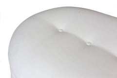 Custom White Biomorphic White Canvas Duck Upholstered Bench and or Settee